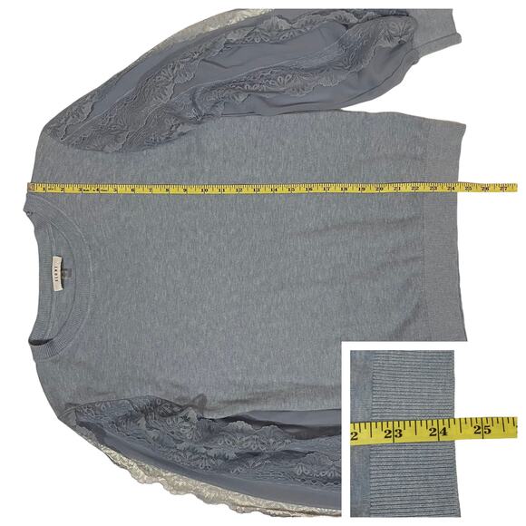 SIONI Lace Trim Balloon Sleeve Knit Pullover - Blue - Medium - Picture 4 of 11